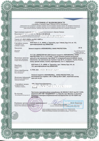 Сертифікат відповідності акрил